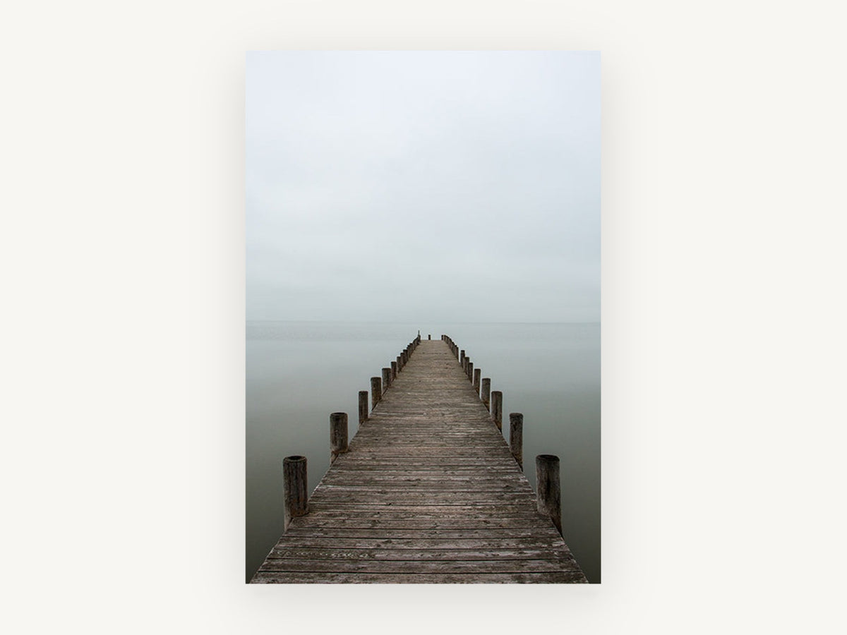 Quiet Jetty Fade, coastal canvas wall art print, front view