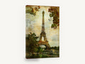 Eiffel Tower Through Autumn Leaves, vintage eiffel tower paris textured, city canvas wall art print ready to hang
