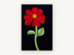Red Bloom on Black, floral canvas wall art print, front view