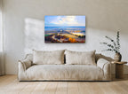 Autumn Bay Overlook landscape canvas print on the wall of a living room