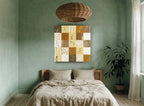 Grass Study Patchwork floral canvas print on the wall of a bedroom
