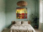 Crimson Grove Reflections landscape canvas print on the wall of a bedroom