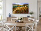 Poppy Field Farmhouses floral canvas print on the wall of a Hamptons dining room