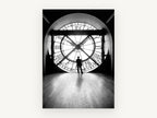 Silhouette at the Clock, vintage canvas wall art print, front view