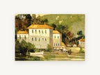 Lakeside Villa Moorings, coastal canvas wall art print, front view