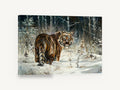Winter Tiger Glance, tiger in snowy forest painting, landscape canvas wall art print ready to hang
