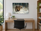 Winter Tiger Glance landscape canvas print on the wall of a study