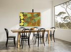 Nasturtium Leaf Overlay floral canvas print on the wall of a dining room