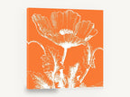 Orange Poppy Silhouette, white poppy on orange botanical illustration, floral canvas wall art print ready to hang