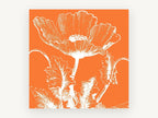 Orange Poppy Silhouette, floral canvas wall art print, front view