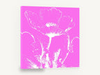 Pink Poppy Silhouette, white poppy on pink botanical illustration, floral canvas wall art print ready to hang