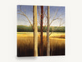 Three Trunks Golden Meadow, bare trees golden meadow landscape, landscape canvas wall art print ready to hang