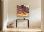 Amber Hillside Grove landscape canvas print on the wall of a hallway