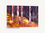 Backlit Amber Trunks, backlit forest trunks impressionist landscape, landscape canvas wall art print ready to hang