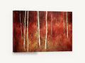 Crimson Birch Glow, red birch forest painting style art, landscape canvas wall art print ready to hang