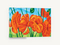 Orange Poppies Rising, orange poppies stylised floral painting, floral canvas wall art print ready to hang