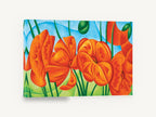 Orange Poppies Rising, orange poppies stylised floral painting, floral canvas wall art print ready to hang