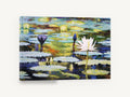 Water Lilies at Dusk, water lily pond impasto painting, floral canvas wall art print ready to hang