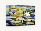Water Lilies at Dusk, water lily pond impasto painting, floral canvas wall art print ready to hang