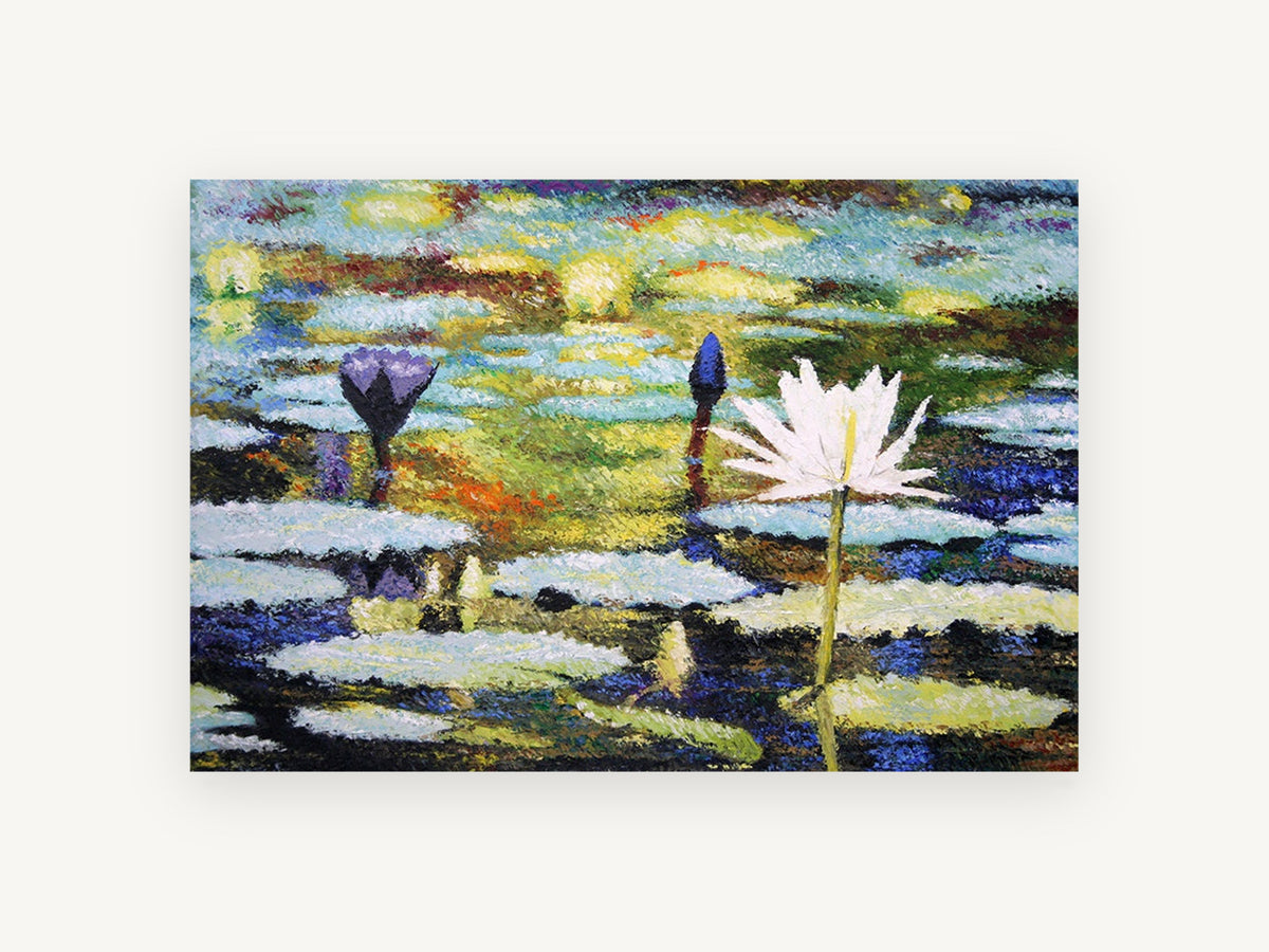 Water Lilies at Dusk, floral canvas wall art print, front view