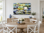 Water Lilies at Dusk floral canvas print on the wall of a Hamptons dining room