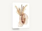 Cattails in Clay Vases, cattails pampas grass vase watercolour, floral canvas wall art print ready to hang