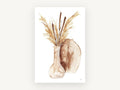 Cattails in Clay Vases, floral canvas wall art print, front view