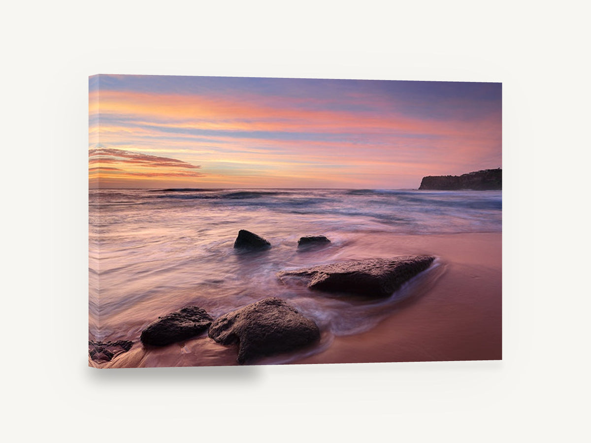 Bungan Beach Sunrise, bungan beach sunrise seascape photograph, coastal canvas wall art print ready to hang
