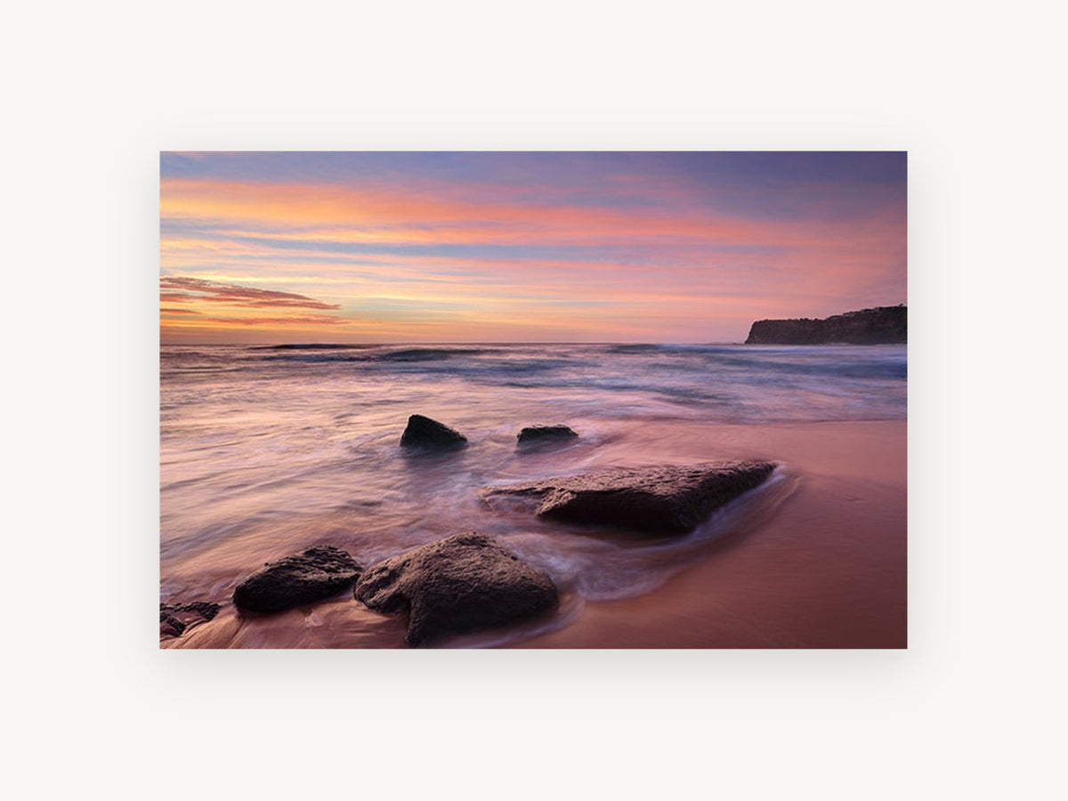 Bungan Beach Sunrise, coastal canvas wall art print, front view