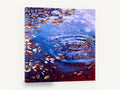 Ripples Among Leaves, autumn leaves pond ripples painting, landscape canvas wall art print ready to hang