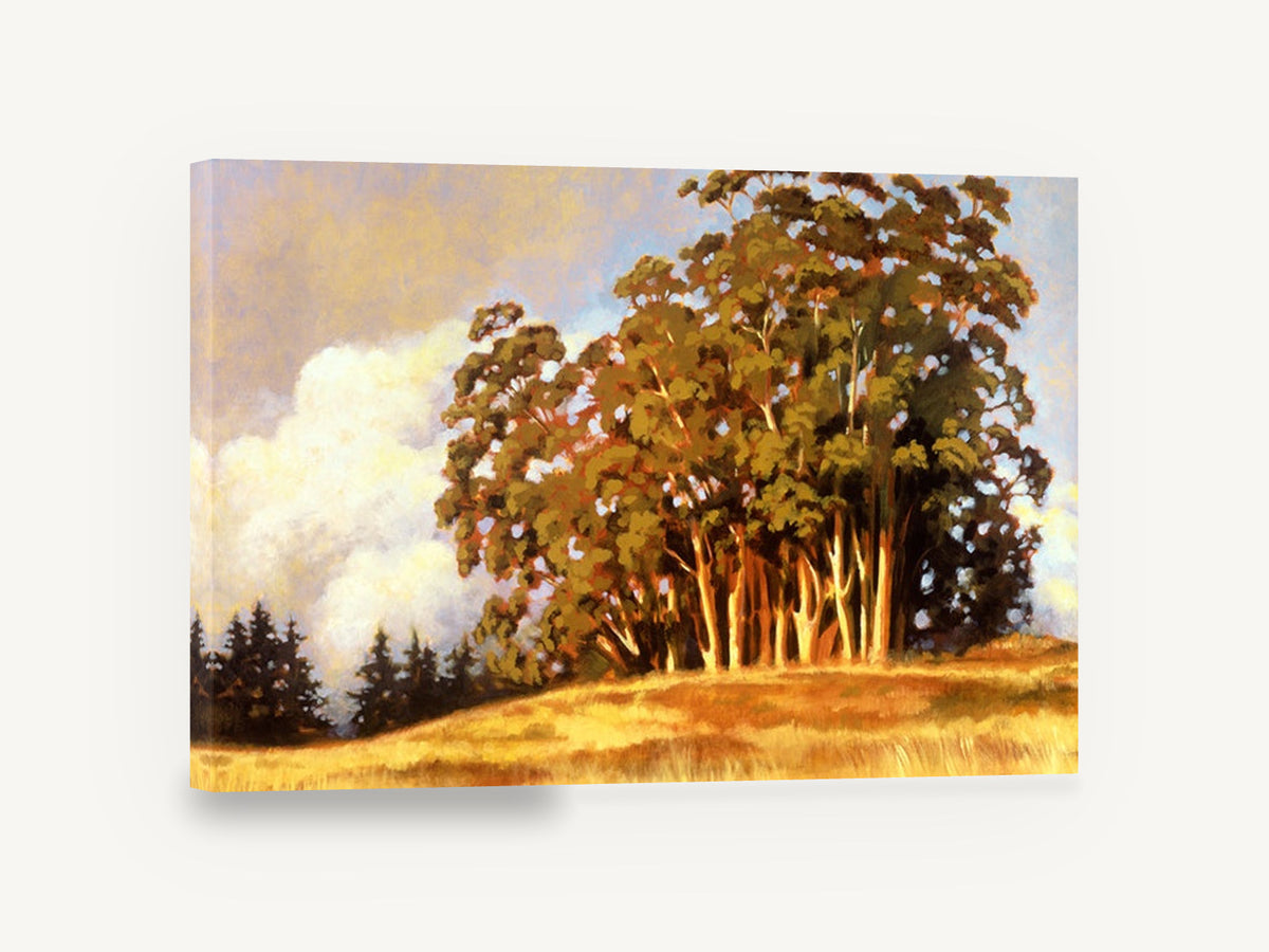 Golden Gum Hilltop, eucalyptus grove hilltop landscape painting, landscape canvas wall art print ready to hang
