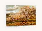 Autumn Orchard Shadows, autumn orchard hillside landscape painting, landscape canvas wall art print ready to hang