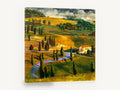 Cypress Road Farmhouse, tuscan style hills cypress landscape, landscape canvas wall art print ready to hang