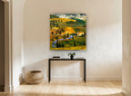 Cypress Road Farmhouse landscape canvas print on the wall of a hallway