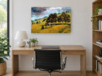 Storm Over Golden Hills landscape canvas print on the wall of a study