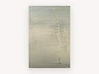 Lone Birch in Snowfall, lone birch tree winter painting, landscape canvas wall art print, front view