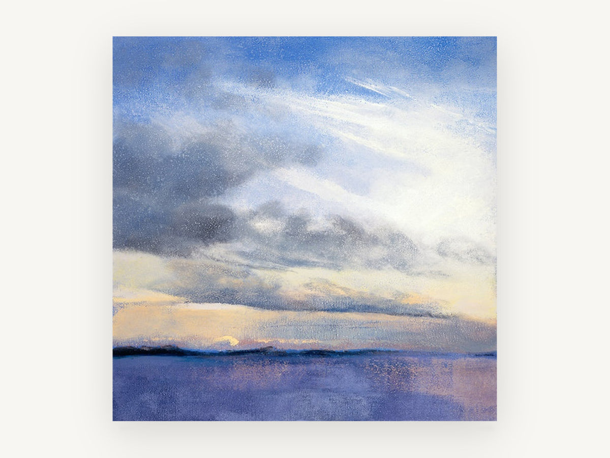 Dawn Over Violet Water, coastal canvas wall art print, front view