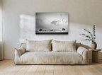 Mist Over the Paddock landscape canvas print on the wall of a living room