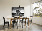 Backlit Oak Meadow landscape canvas print on the wall of a dining room