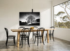 Backlit Oak Hillside landscape canvas print on the wall of a dining room