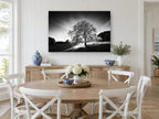 Backlit Oak Hillside landscape canvas print on the wall of a Hamptons dining room