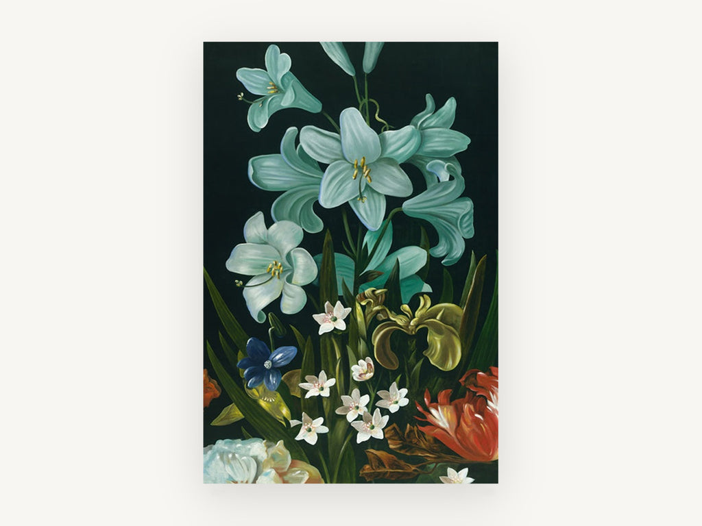 Lilies in the Dark, floral canvas wall art print, front view