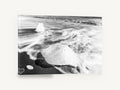 Ice on Black Sand, iceberg black sand beach black and white, coastal canvas wall art print ready to hang