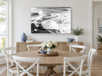 Ice on Black Sand coastal canvas print on the wall of a Hamptons dining room