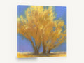 Golden Cottonwood Trio, golden autumn trees pastel artwork, landscape canvas wall art print ready to hang