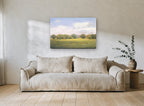 Meadow Light landscape canvas print on the wall of a living room