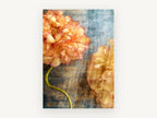Peach Peonies on Script, floral canvas wall art print, front view