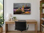 Village Beneath Storm Sky landscape canvas print on the wall of a study