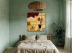 Amaryllis and Toy Plane floral canvas print on the wall of a bedroom