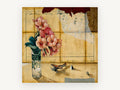 Trumpet Flowers and Toy Plane, floral canvas wall art print, front view
